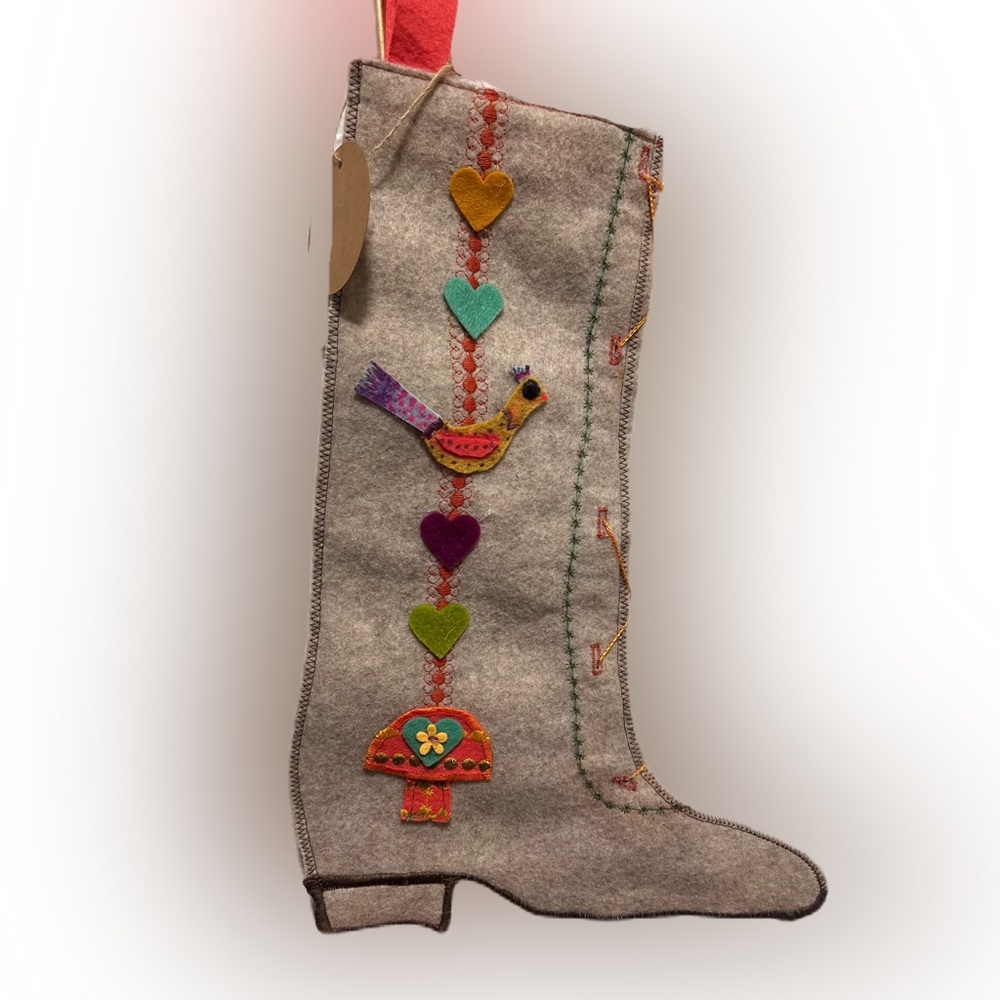 Handmade Retro GoGo Boot Christmas Holiday Stocking